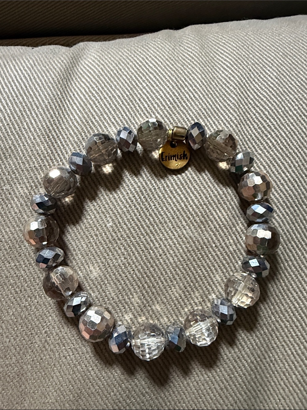 Erimish Clear and Silver Faceted Bead Stretch Bracelet